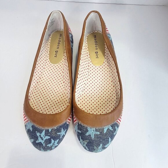 Madden Girl Shoes - STEVE MADDEN  Hookah Flats For Women Multicolor, patriotic, size 6.5 Womens